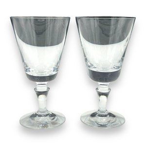 Set of 2 Fostoria American Water Ice Tea Cups Goblets Signed Clear Glass 7"